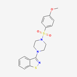 molecular formula C18H19N3O3S2 B11478086 3-{4-[(4-Methoxyphenyl)sulfonyl]piperazin-1-yl}-1,2-benzothiazole 