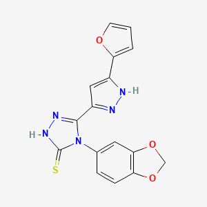 molecular formula C16H11N5O3S B11478112 4-(1,3-benzodioxol-5-yl)-5-[3-(furan-2-yl)-1H-pyrazol-5-yl]-4H-1,2,4-triazole-3-thiol 