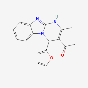 molecular formula C17H15N3O2 B11478136 1-[4-(Furan-2-yl)-2-methyl-1,4-dihydropyrimido[1,2-a]benzimidazol-3-yl]ethanone 