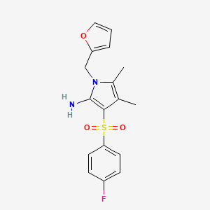 molecular formula C17H17FN2O3S B11478149 3-[(4-fluorophenyl)sulfonyl]-1-(furan-2-ylmethyl)-4,5-dimethyl-1H-pyrrol-2-amine 