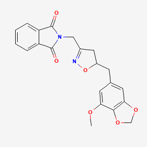 molecular formula C21H18N2O6 B11478157 2-({5-[(7-methoxy-1,3-benzodioxol-5-yl)methyl]-4,5-dihydro-1,2-oxazol-3-yl}methyl)-1H-isoindole-1,3(2H)-dione 