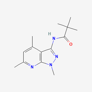 molecular formula C14H20N4O B11478161 Propanamide, 2,2-dimethyl-N-(1,4,6-trimethyl-1H-pyrazolo[3,4-b]pyridin-3-yl)- 