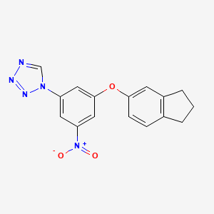 molecular formula C16H13N5O3 B11478167 1-[3-(2,3-dihydro-1H-inden-5-yloxy)-5-nitrophenyl]-1H-tetrazole 