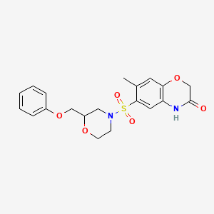 molecular formula C20H22N2O6S B11478204 7-methyl-6-{[2-(phenoxymethyl)morpholin-4-yl]sulfonyl}-2H-1,4-benzoxazin-3(4H)-one 