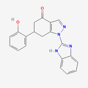 molecular formula C20H16N4O2 B11478253 1-(1H-benzimidazol-2-yl)-6-(2-hydroxyphenyl)-1,5,6,7-tetrahydro-4H-indazol-4-one 