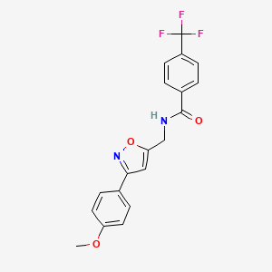 molecular formula C19H15F3N2O3 B11478257 N-{[3-(4-methoxyphenyl)-1,2-oxazol-5-yl]methyl}-4-(trifluoromethyl)benzamide 