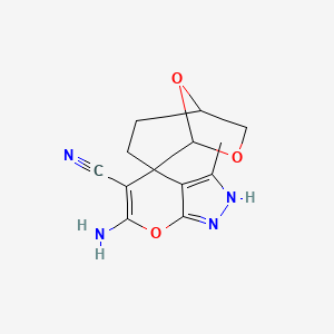 6'-amino-3'-methyl-2'H-spiro[7,8-dioxabicyclo[3.2.1]octane-2,4'-pyrano[2,3-c]pyrazole]-5'-carbonitrile