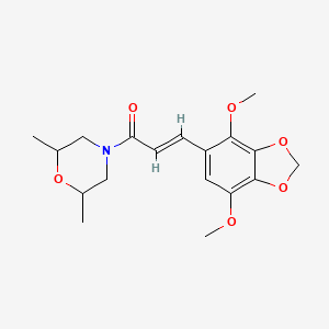 molecular formula C18H23NO6 B11478307 (2E)-3-(4,7-dimethoxy-1,3-benzodioxol-5-yl)-1-(2,6-dimethylmorpholin-4-yl)prop-2-en-1-one 