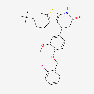 molecular formula C29H32FNO3S B11478333 7-tert-butyl-4-{4-[(2-fluorobenzyl)oxy]-3-methoxyphenyl}-3,4,5,6,7,8-hexahydro[1]benzothieno[2,3-b]pyridin-2(1H)-one 