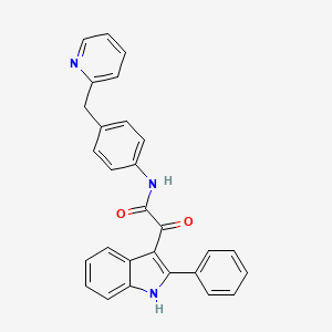 2-oxo-2-(2-phenyl-1H-indol-3-yl)-N-[4-(pyridin-2-ylmethyl)phenyl]acetamide