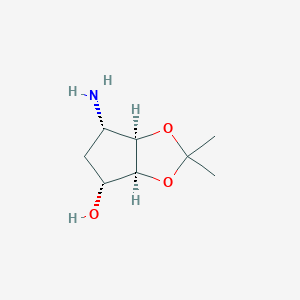 molecular formula C₈H₁₅NO₃ B1147839 (3aS,4R,6S,6aR)-6-氨基-2,2-二甲基-六氢环戊二烯[d][1,3]二氧杂-4-醇 CAS No. 592533-90-9