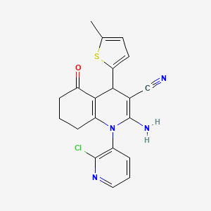 molecular formula C20H17ClN4OS B11478394 2-Amino-1-(2-chloropyridin-3-yl)-4-(5-methylthiophen-2-yl)-5-oxo-1,4,5,6,7,8-hexahydroquinoline-3-carbonitrile 