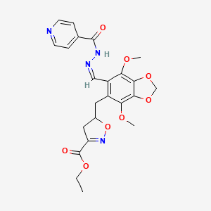 molecular formula C23H24N4O8 B11478397 ethyl 5-[(4,7-dimethoxy-6-{(Z)-[2-(pyridin-4-ylcarbonyl)hydrazinylidene]methyl}-1,3-benzodioxol-5-yl)methyl]-4,5-dihydro-1,2-oxazole-3-carboxylate 