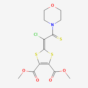 molecular formula C13H14ClNO5S3 B11478411 Dimethyl 2-[1-chloro-2-(morpholin-4-yl)-2-thioxoethylidene]-1,3-dithiole-4,5-dicarboxylate 