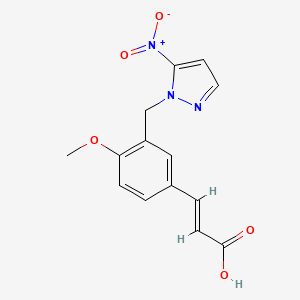 (2E)-3-{4-methoxy-3-[(5-nitro-1H-pyrazol-1-yl)methyl]phenyl}prop-2-enoic acid