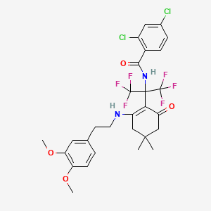 2,4-dichloro-N-[2-(2-{[2-(3,4-dimethoxyphenyl)ethyl]amino}-4,4-dimethyl-6-oxocyclohex-1-en-1-yl)-1,1,1,3,3,3-hexafluoropropan-2-yl]benzamide