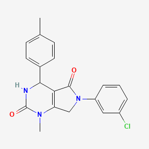 molecular formula C20H18ClN3O2 B11478470 6-(3-chlorophenyl)-1-methyl-4-(4-methylphenyl)-3,4,6,7-tetrahydro-1H-pyrrolo[3,4-d]pyrimidine-2,5-dione 