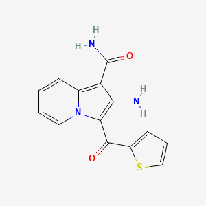 molecular formula C14H11N3O2S B11478493 2-Amino-3-(thiophen-2-ylcarbonyl)indolizine-1-carboxamide 