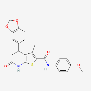 molecular formula C23H20N2O5S B11478515 4-(1,3-benzodioxol-5-yl)-N-(4-methoxyphenyl)-3-methyl-6-oxo-4,5,6,7-tetrahydrothieno[2,3-b]pyridine-2-carboxamide 