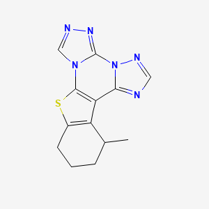 molecular formula C13H12N6S B11478532 14-methyl-19-thia-2,4,5,7,8,10-hexazapentacyclo[10.7.0.02,6.07,11.013,18]nonadeca-1(12),3,5,8,10,13(18)-hexaene 