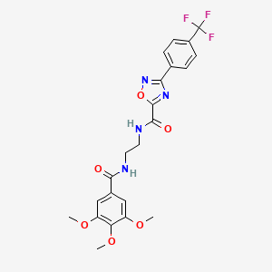 molecular formula C22H21F3N4O6 B11478554 3-[4-(trifluoromethyl)phenyl]-N-[2-[(3,4,5-trimethoxybenzoyl)amino]ethyl]-1,2,4-oxadiazole-5-carboxamide CAS No. 893778-58-0