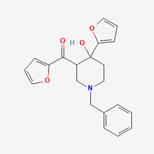 molecular formula C21H21NO4 B11478573 [1-Benzyl-4-(furan-2-yl)-4-hydroxypiperidin-3-yl](furan-2-yl)methanone 