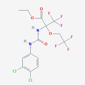 molecular formula C14H12Cl2F6N2O4 B11478581 ethyl N-[(3,4-dichlorophenyl)carbamoyl]-3,3,3-trifluoro-2-(2,2,2-trifluoroethoxy)alaninate 