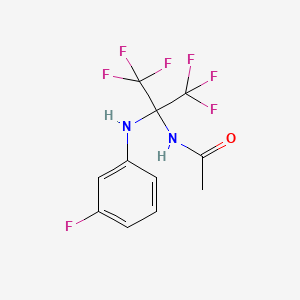 molecular formula C11H9F7N2O B11478597 N-{1,1,1,3,3,3-hexafluoro-2-[(3-fluorophenyl)amino]propan-2-yl}acetamide 