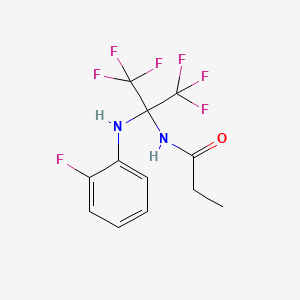 molecular formula C12H11F7N2O B11478610 N-(2,2,2-Trifluoro-1-(2-fluoroanilino)-1-(trifluoromethyl)ethyl)propanamide 