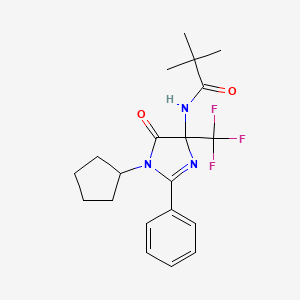 molecular formula C20H24F3N3O2 B11478624 N-[1-cyclopentyl-5-oxo-2-phenyl-4-(trifluoromethyl)-4,5-dihydro-1H-imidazol-4-yl]-2,2-dimethylpropanamide 