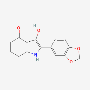 molecular formula C15H13NO4 B11478636 2-(1,3-benzodioxol-5-yl)-3-hydroxy-1,5,6,7-tetrahydro-4H-indol-4-one 