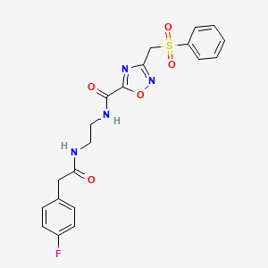 molecular formula C20H19FN4O5S B11478643 N-(2-{[(4-fluorophenyl)acetyl]amino}ethyl)-3-[(phenylsulfonyl)methyl]-1,2,4-oxadiazole-5-carboxamide 