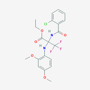 molecular formula C20H20ClF3N2O5 B11478656 ethyl N-[(2-chlorophenyl)carbonyl]-2-[(2,4-dimethoxyphenyl)amino]-3,3,3-trifluoroalaninate 