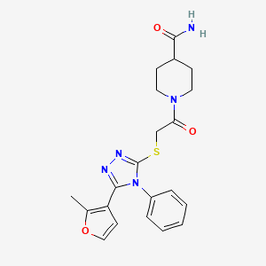 1-({[5-(2-methylfuran-3-yl)-4-phenyl-4H-1,2,4-triazol-3-yl]sulfanyl}acetyl)piperidine-4-carboxamide