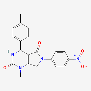 molecular formula C20H18N4O4 B11478664 1-methyl-4-(4-methylphenyl)-6-(4-nitrophenyl)-3,4,6,7-tetrahydro-1H-pyrrolo[3,4-d]pyrimidine-2,5-dione 