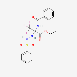 molecular formula C19H20F3N3O5S B11478673 Ethyl 2-benzamido-3,3,3-trifluoro-2-(2-p-toluenesulfonylhydrazino)propionate 