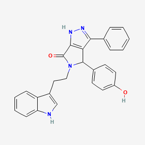 molecular formula C27H22N4O2 B11478735 4-(4-hydroxyphenyl)-5-[2-(1H-indol-3-yl)ethyl]-3-phenyl-4,5-dihydropyrrolo[3,4-c]pyrazol-6(1H)-one 