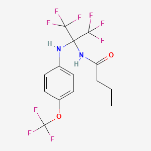 molecular formula C14H13F9N2O2 B11478741 N-(1,1,1,3,3,3-hexafluoro-2-{[4-(trifluoromethoxy)phenyl]amino}propan-2-yl)butanamide 