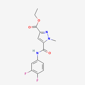 molecular formula C14H13F2N3O3 B11478749 ethyl 5-[(3,4-difluorophenyl)carbamoyl]-1-methyl-1H-pyrazole-3-carboxylate 