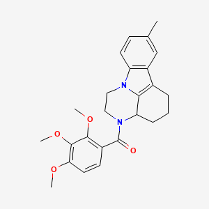 molecular formula C25H28N2O4 B11478750 (8-methyl-1,2,3a,4,5,6-hexahydro-3H-pyrazino[3,2,1-jk]carbazol-3-yl)(2,3,4-trimethoxyphenyl)methanone 