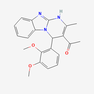 molecular formula C21H21N3O3 B11478761 1-[4-(2,3-Dimethoxyphenyl)-2-methyl-1,4-dihydropyrimido[1,2-a]benzimidazol-3-yl]ethanone 