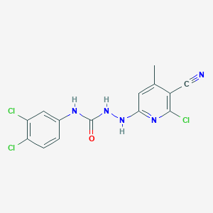 molecular formula C14H10Cl3N5O B11478767 2-(6-chloro-5-cyano-4-methylpyridin-2-yl)-N-(3,4-dichlorophenyl)hydrazinecarboxamide 