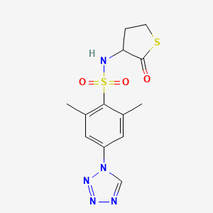 molecular formula C13H15N5O3S2 B11478769 2,6-dimethyl-N-(2-oxotetrahydrothiophen-3-yl)-4-(1H-tetrazol-1-yl)benzenesulfonamide 