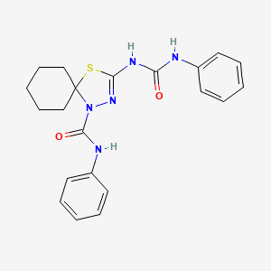 molecular formula C21H23N5O2S B11478787 N-phenyl-3-[(phenylcarbamoyl)amino]-4-thia-1,2-diazaspiro[4.5]dec-2-ene-1-carboxamide 