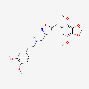 molecular formula C24H30N2O7 B11478793 N-({5-[(4,7-dimethoxy-1,3-benzodioxol-5-yl)methyl]-4,5-dihydro-1,2-oxazol-3-yl}methyl)-2-(3,4-dimethoxyphenyl)ethanamine 