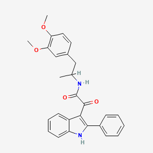 molecular formula C27H26N2O4 B11478810 N-[1-(3,4-dimethoxyphenyl)propan-2-yl]-2-oxo-2-(2-phenyl-1H-indol-3-yl)acetamide 