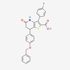 molecular formula C27H20FNO4S B11478829 7-[4-(Benzyloxy)phenyl]-3-(4-fluorophenyl)-5-oxo-4,5,6,7-tetrahydrothieno[3,2-b]pyridine-2-carboxylic acid 