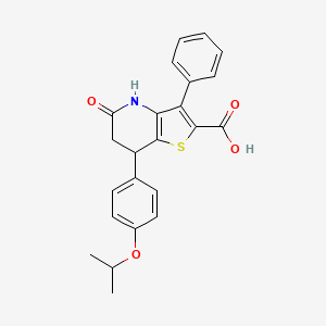 molecular formula C23H21NO4S B11478830 5-Oxo-3-phenyl-7-[4-(propan-2-yloxy)phenyl]-4,5,6,7-tetrahydrothieno[3,2-b]pyridine-2-carboxylic acid 