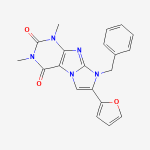 molecular formula C20H17N5O3 B11478835 8-benzyl-7-(furan-2-yl)-1,3-dimethyl-1H-imidazo[2,1-f]purine-2,4(3H,8H)-dione 