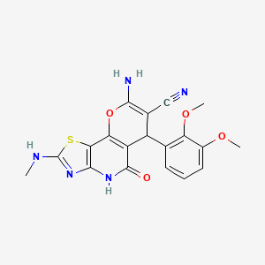 molecular formula C19H17N5O4S B11478867 8-amino-6-(2,3-dimethoxyphenyl)-2-(methylamino)-5-oxo-4,6-dihydro-5H-pyrano[2,3-d][1,3]thiazolo[4,5-b]pyridin-7-yl cyanide 